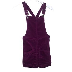 JOE FRESH Corduroy Overall Slip Dress With Pockets Berry Purple Girl 10-12Y
